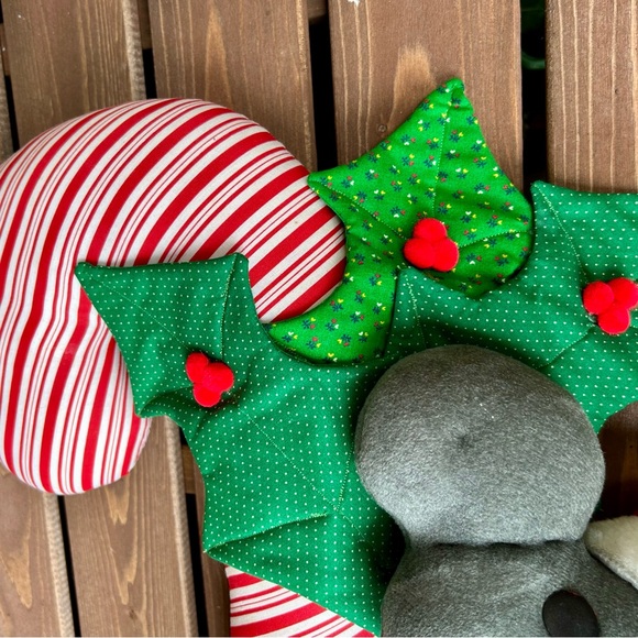 Festive Vintage Mouse on Candy Cane Plush 20" - Picture 2 of 5